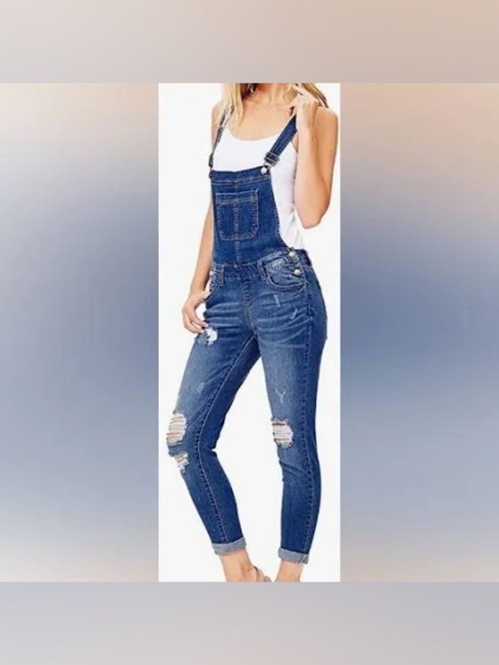 Wax Jean Overalls Blue Distressed Denim Women’s Medium